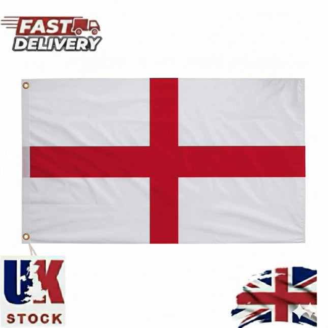 Large England Flag St George’s Cross (150cm x 90cm) – Premium English Flag with Grommets, Durable Polyester, Fade-Resistant, Perfect for Football, Rugby, Outdoor & Indoor Display