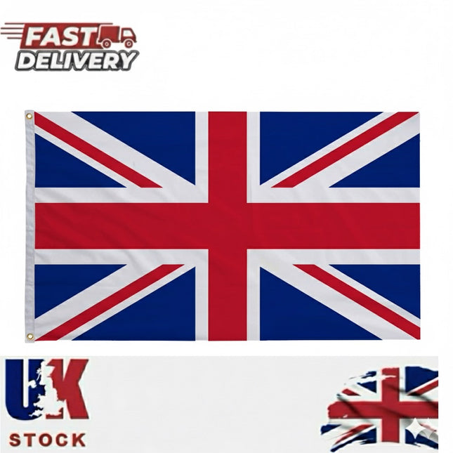 Large Union Jack Flag (150cm x 90cm) – Premium British UK Flag with Grommets, Durable Polyester, Vivid Colours – Great for Outdoor & Indoor Display, Celebrations & Sports Events