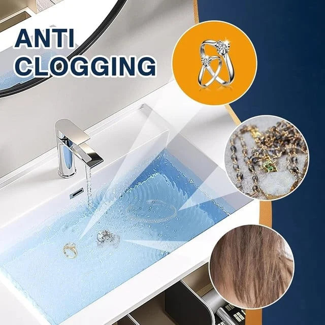 2-in-1 Pop-Up Sink Stopper & Drain Filter - Removable Hair Catcher for Clog-Free Drains